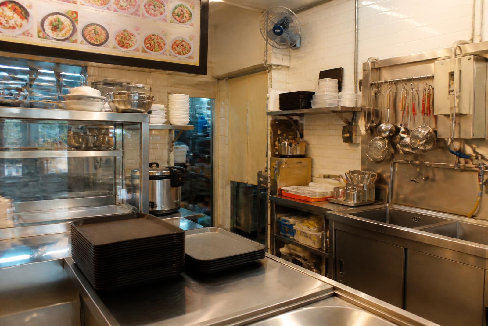 Clean Singapore F&B kitchen — stainless steel, compliant